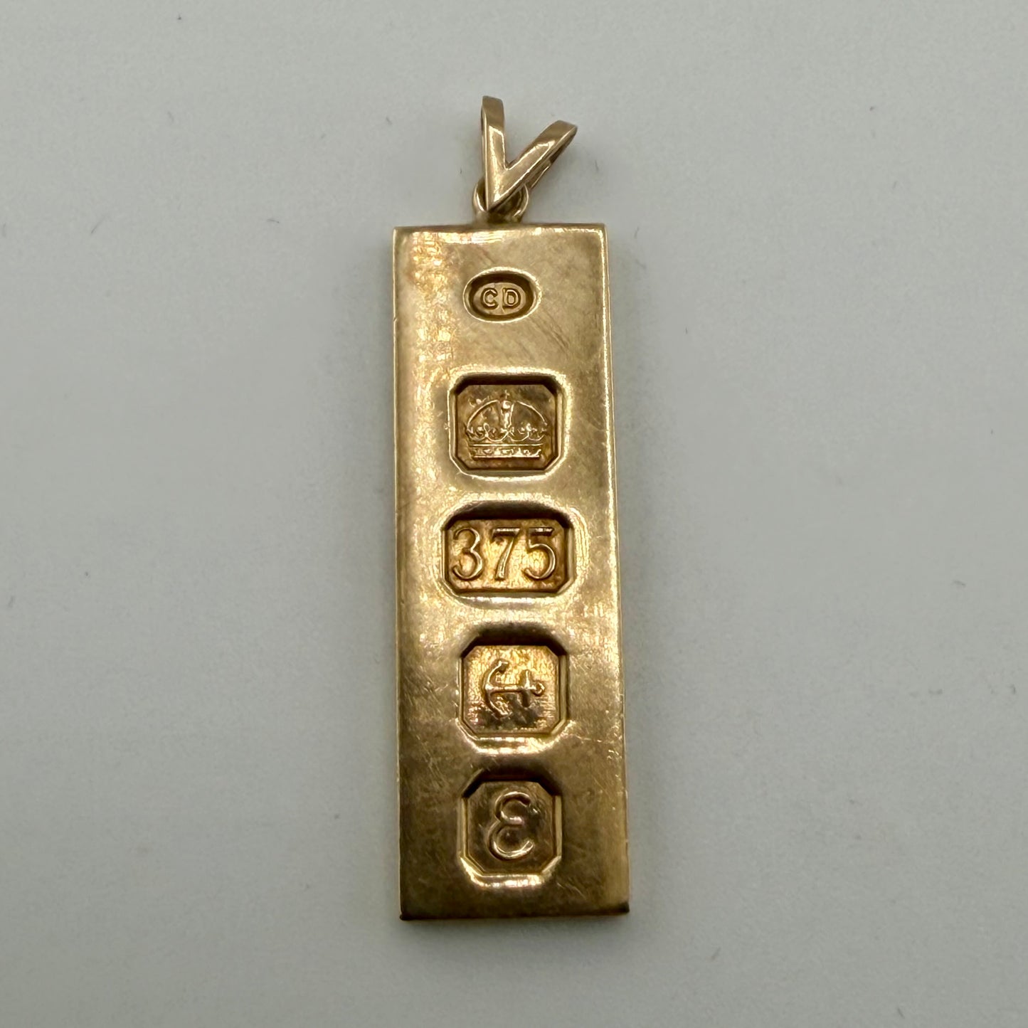 9ct Yellow Gold Ingot Pendant, Full UK Hallmarks 11.1g