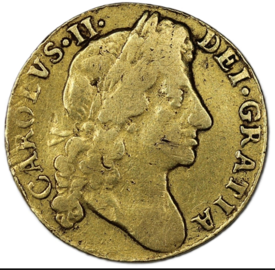 1680 Charles II 2nd Bust Half Guinea Graded VF35 by MGC, approx 4.2g of 22ct Gold