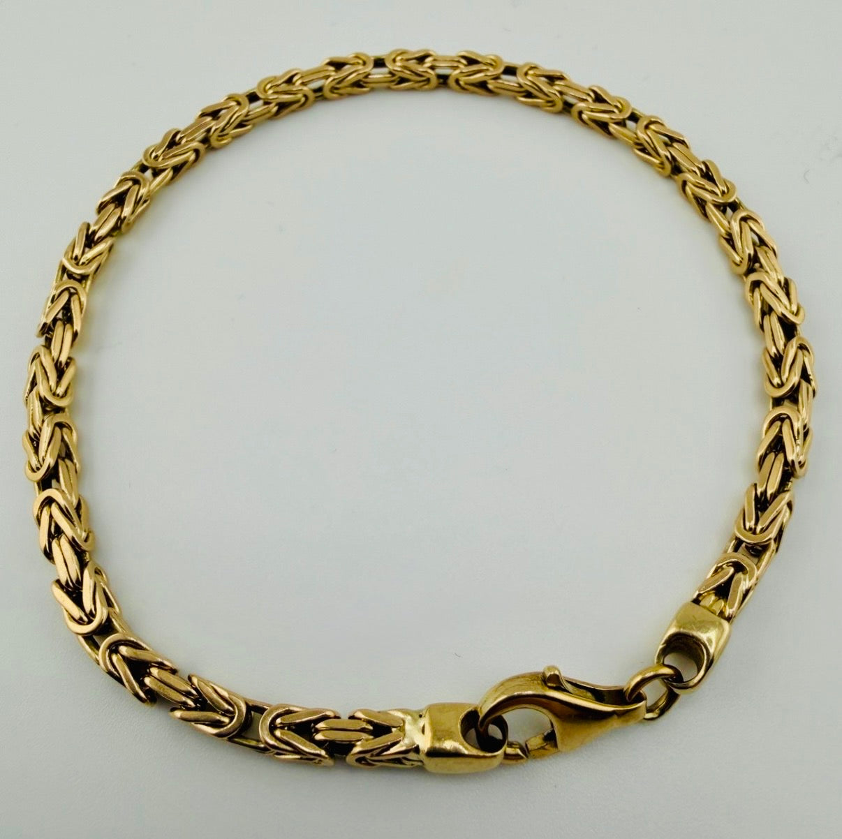 9ct Gold Byzantine Link Bracelet, 8.5in L, 3.4mm W, 13.7g Hallmarked