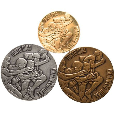 Tokyo Olympic Games 1964 Gold, Silver and Bronze Commemorative 3-Medal Set