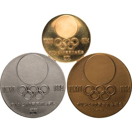 Tokyo Olympic Games 1964 Gold, Silver and Bronze Commemorative 3-Medal Set