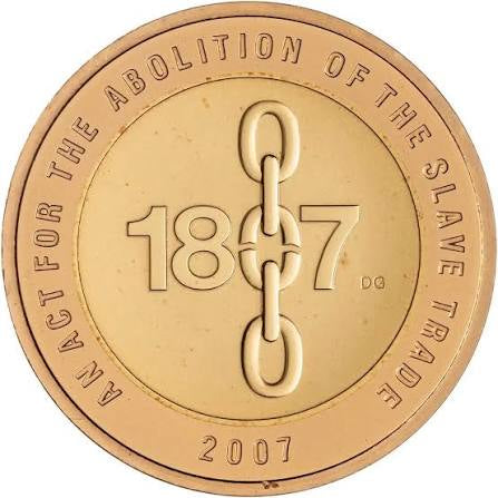 2007 Abolition Slave Trade £2 Gold Proof Coin, 16g 22ct, features 1807 chain design, anniversary edition.