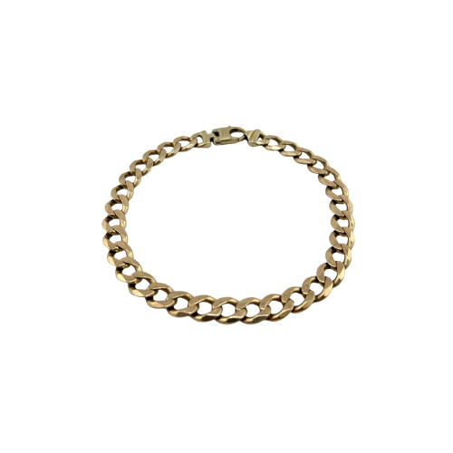 9ct Gold Curb Link Bracelet Solid, 7.5mm Wide, 25cm Length. 24.5g Hallmarked