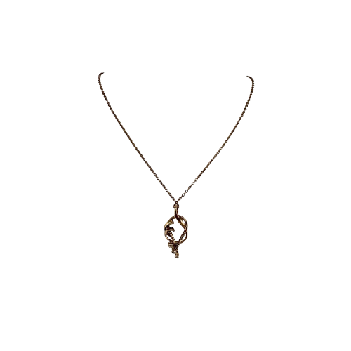 9ct Gold Decorative Diamond Pendant, on Fine 9ct Rolo Chain 22in Long, 3.5g
