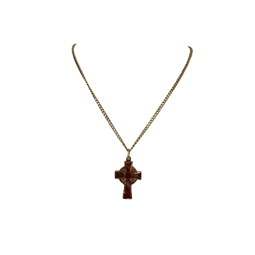 9ct Gold Celtic Cross on 2.5mm Wide Curb Chain, 24in Hallmarked, 6g Hallmarked