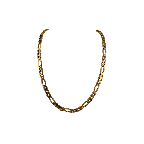 9ct Gold Solid Unoearre Figaro Chain, 6.5mm Wide, 23.5in Length, Hallmarked 59g