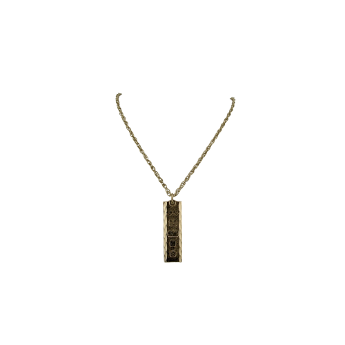 9ct Gold Ingot Pendant on Fancy Link 2.5mm, 20in Length Chain, Hallmarked 22.8g