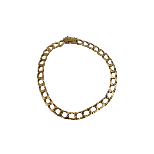 18ct Solid Gold Curb Link Bracelet, 5mm Thick, 8in Length, 17.8g Hallmarked