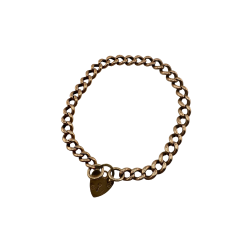 9ct Rose Gold Antique Curb Bracelet, 7in, 5 mm Wide, 12.8g Hallmarked
