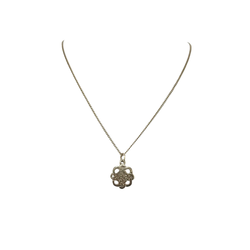 9ct Gold Celtic Pendant on Fine Curb Chain, 50cm Length. 4.2g Hallmarked