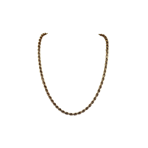 9ct Gold Rope Chain, 4mm Wide 46cm Long. Hallmarked 6.8g Not Scrap
