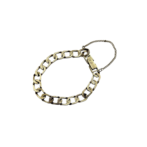 9ct Gold Square Curb Link Bracelet 8mm Wide, 19cm Length. Hallmarked 13.4g