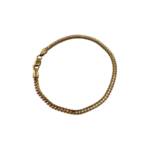 9ct Yellow Gold Franco Bracelet, 2.5mm Width, 6.5in Length, 4.1G Hallmarked
