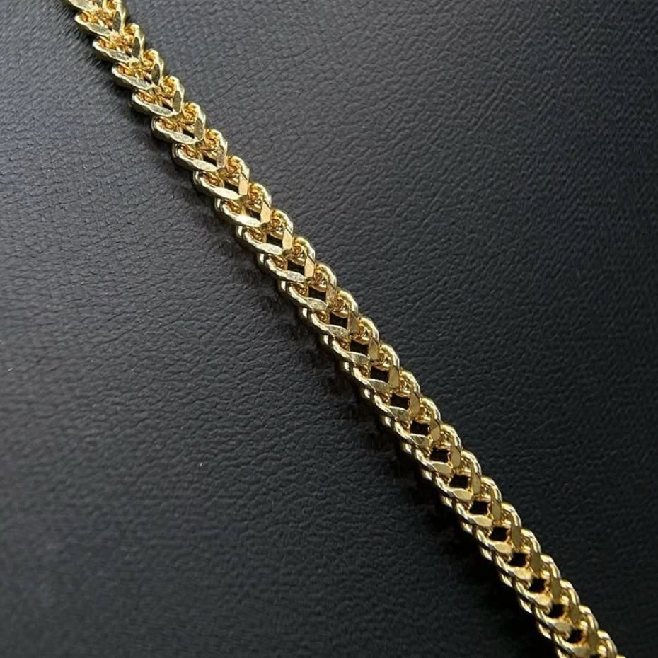 9ct Men's Franco Gold Chain 4.5mm Thick, Heavy, 24in and 40g 375 Hallmarked