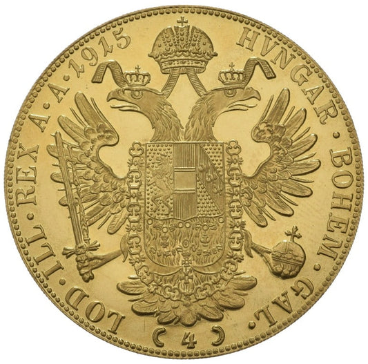 Austrian Gold 4 Ducat Gold Coin 0.986 Fine 13.96g 1915 Restrike