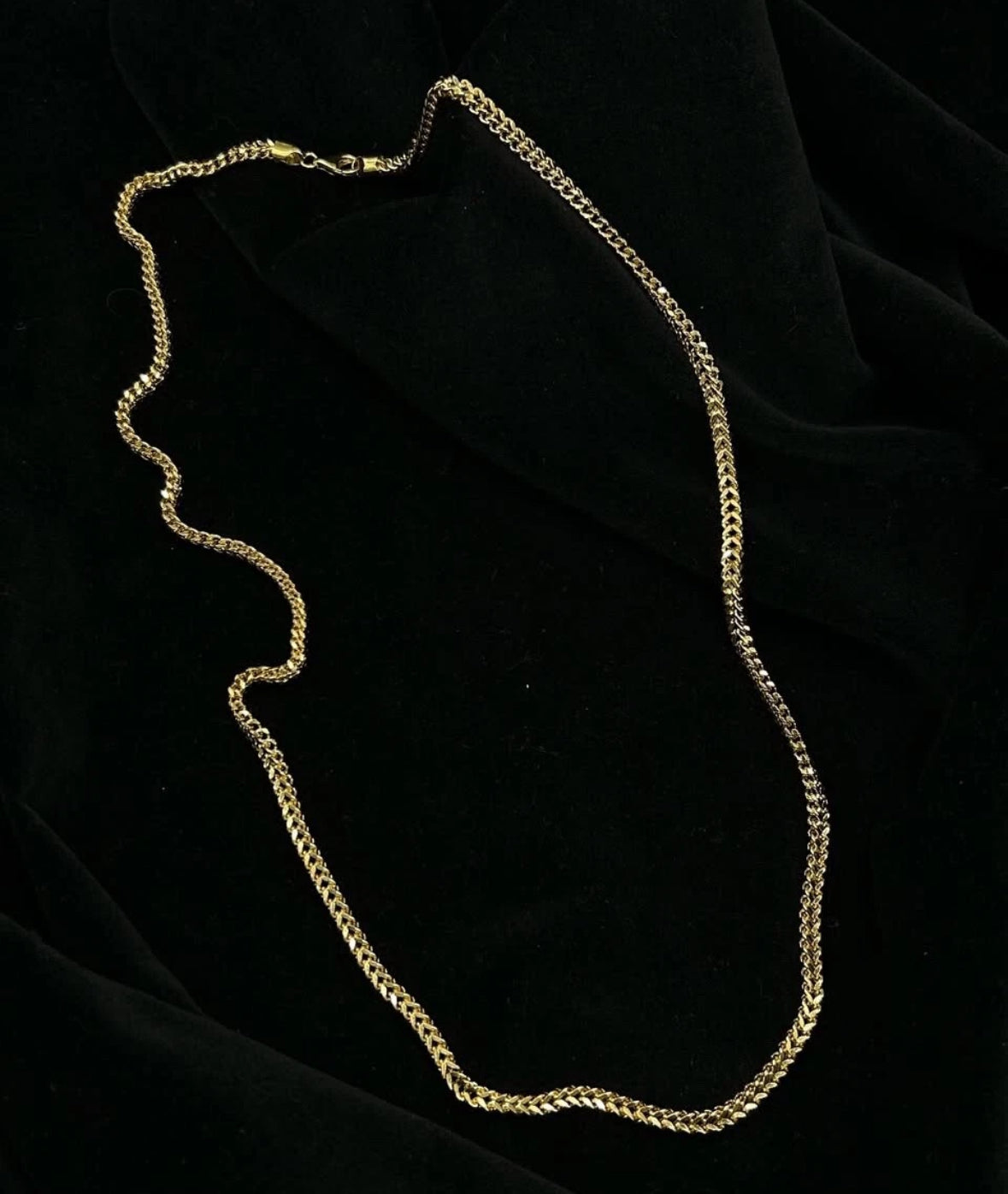 9ct Men's Franco Gold Chain 4.5mm Thick, Heavy, 24in and 40g 375 Hallmarked