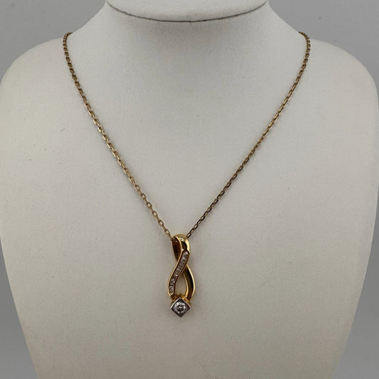18ct Gold 0.4ct Diamond Pendant on 18in 9ct Box Chain, Hallmarked 5g