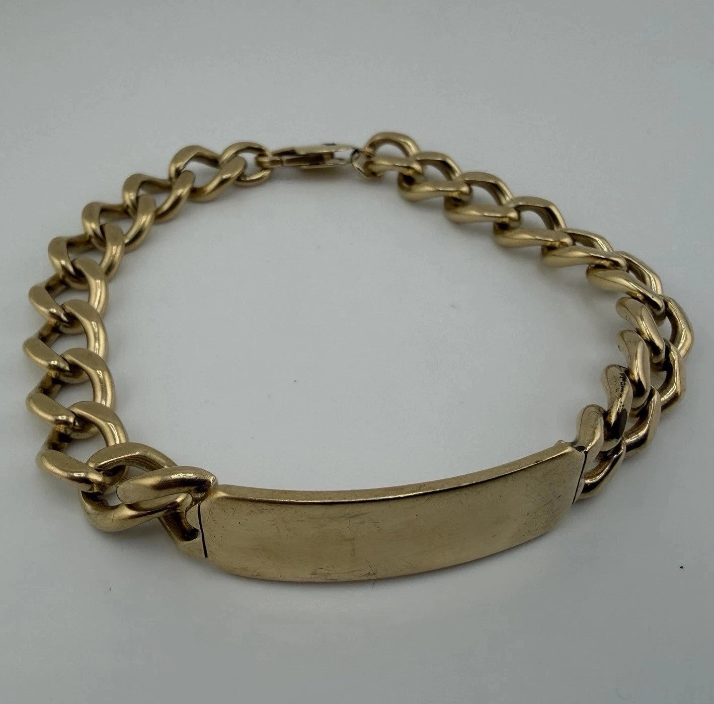 9ct Gold Curb ID Bracelet, 8.75in L, 11mm W, Hallmarked 34.4g