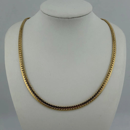 18ct Gold Cuban Link Chain, 17.5in Length, 4.5mm Not Scrap W, 14.85g.