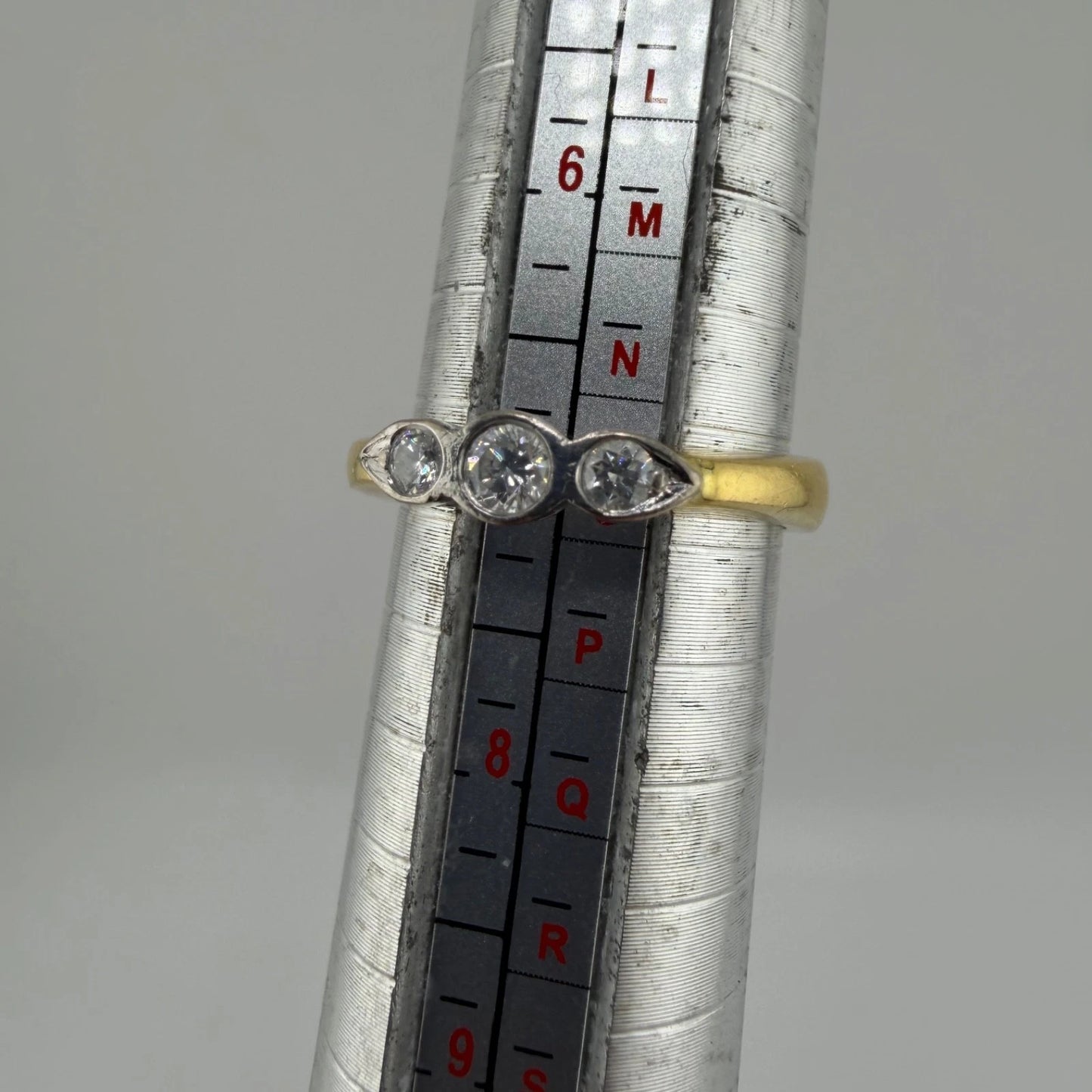 18ct Gold and Diamond Trilogy Ring, Size O, 5.3G Hallmarked