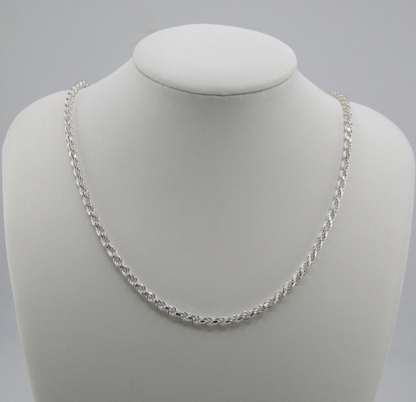 Sterling Silver 2.5mm Wide Rope Chain, 23in Length, 16g Hallmarked