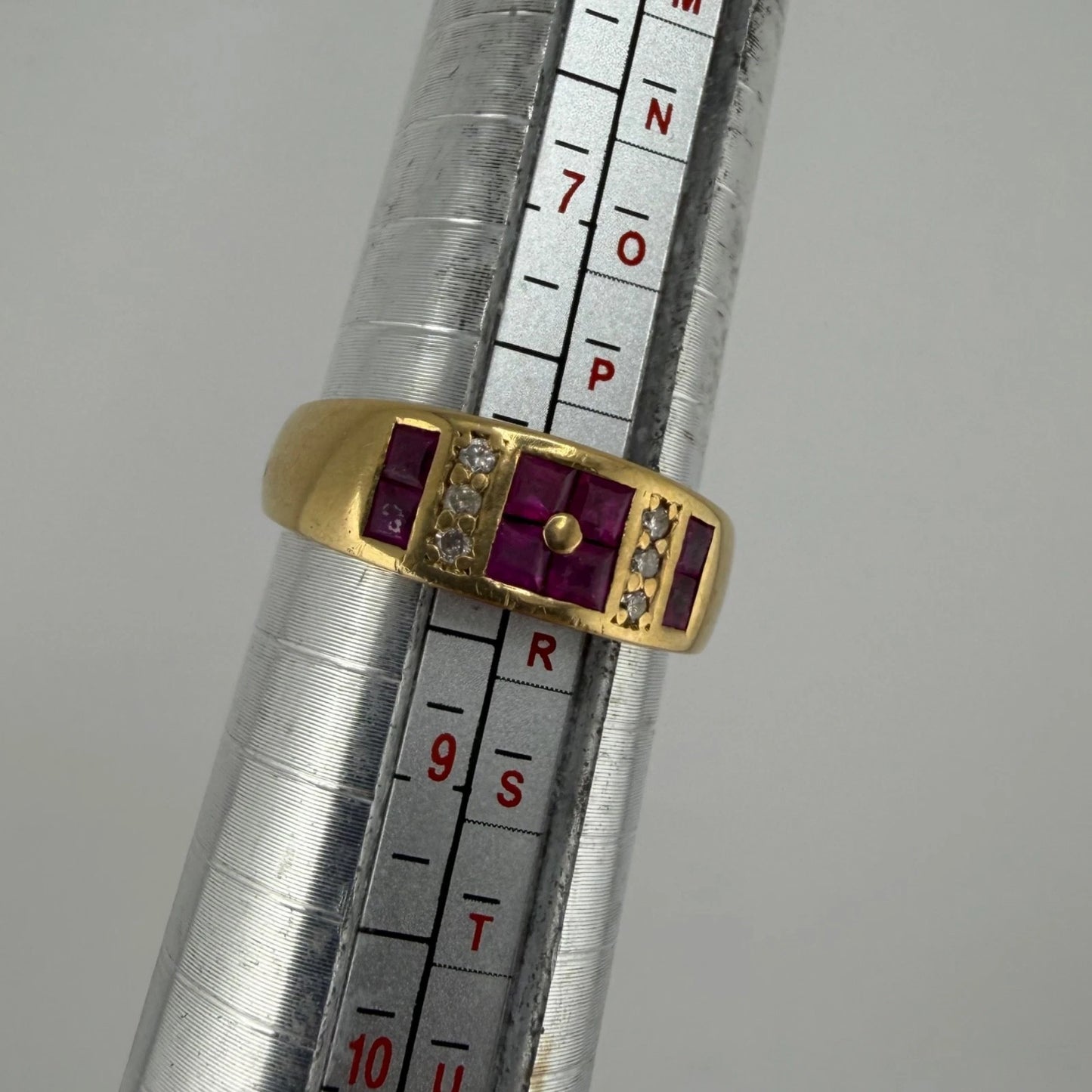 18ct Gold Ruby and Diamond Ring, Size Q, Stamped 750