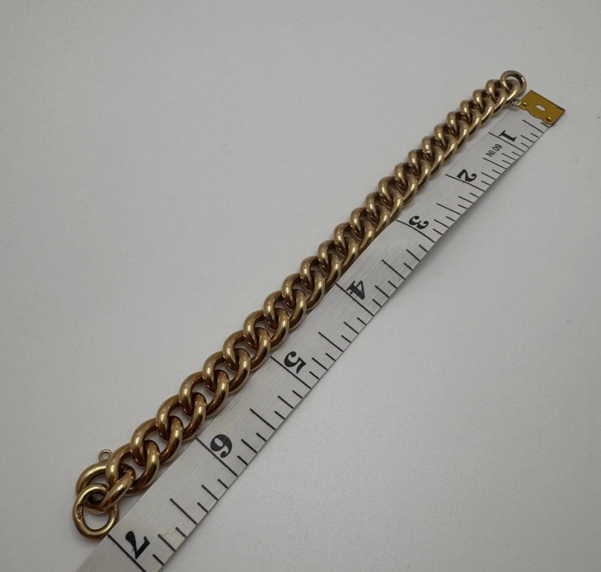9ct Gold Solid Curb Link Braclet, 7in L, 10mm W, Hallmarked 56.3g Not Scrap