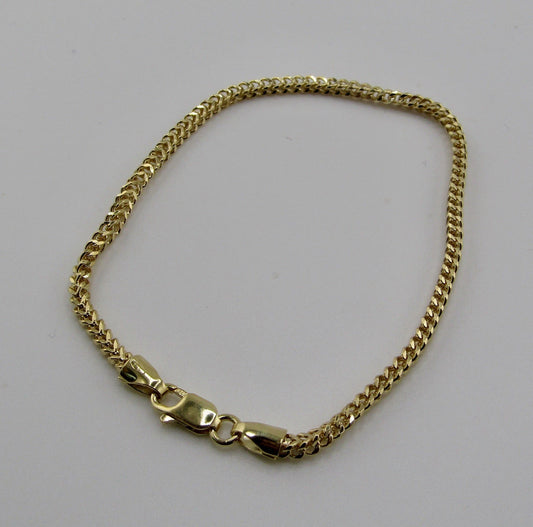 9ct Yellow Gold Franco Bracelet, 2.5mm Width, 7.5in, 4.92g Hallmarked