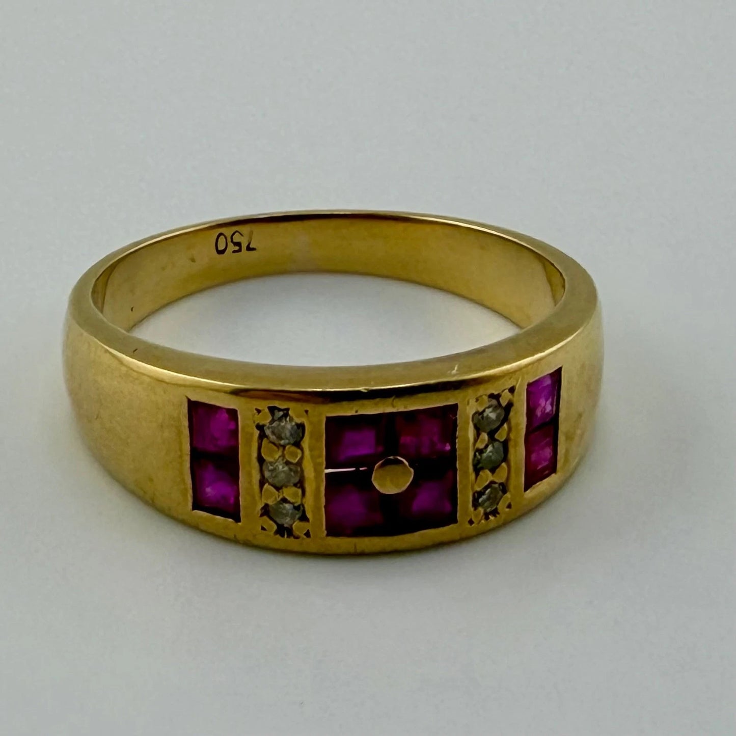 18ct Gold Ruby and Diamond Ring, Size Q, Stamped 750
