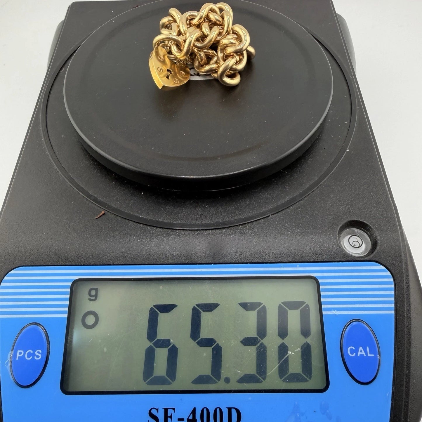 9ct Curb Bracelet, Heavy, Hallmarked, 7in L, 12mm W, 65g Heart Padlock Clasp