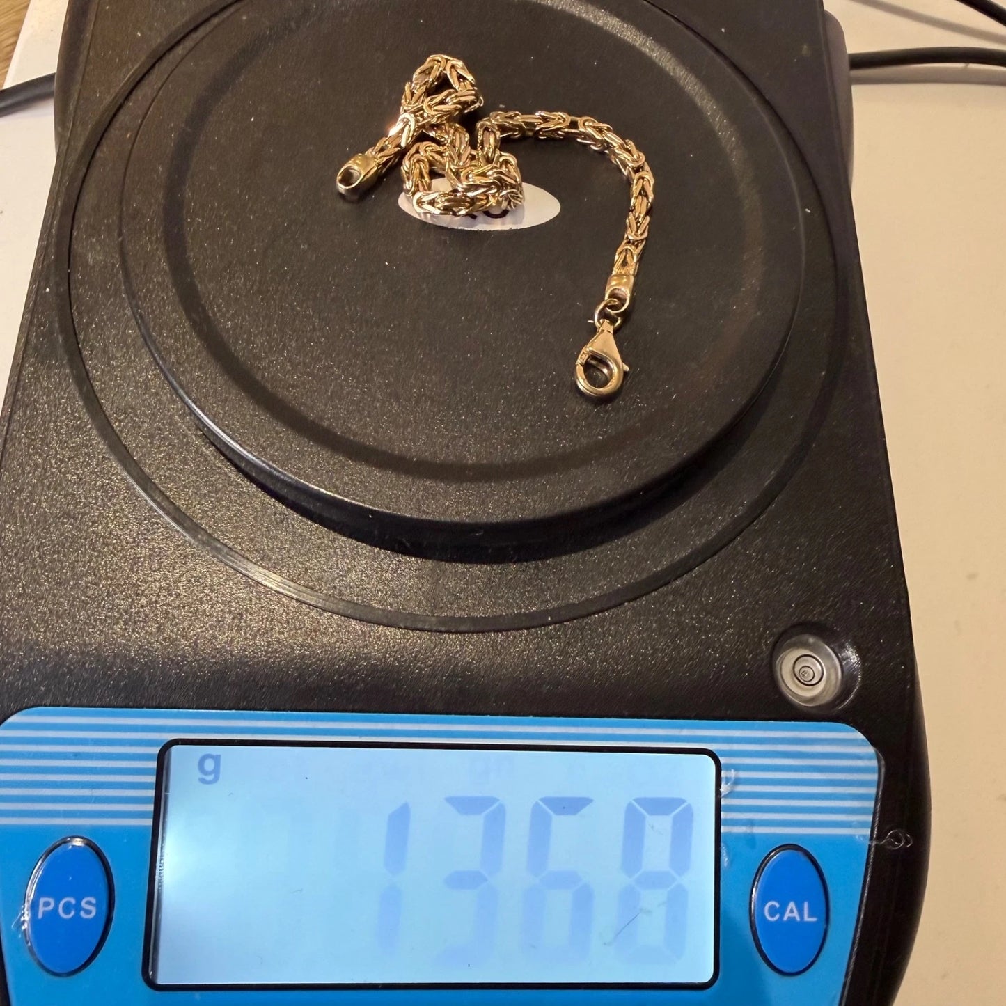 9ct Gold Byzantine Link Bracelet, 8.5in L, 3.4mm W, 13.7g Hallmarked