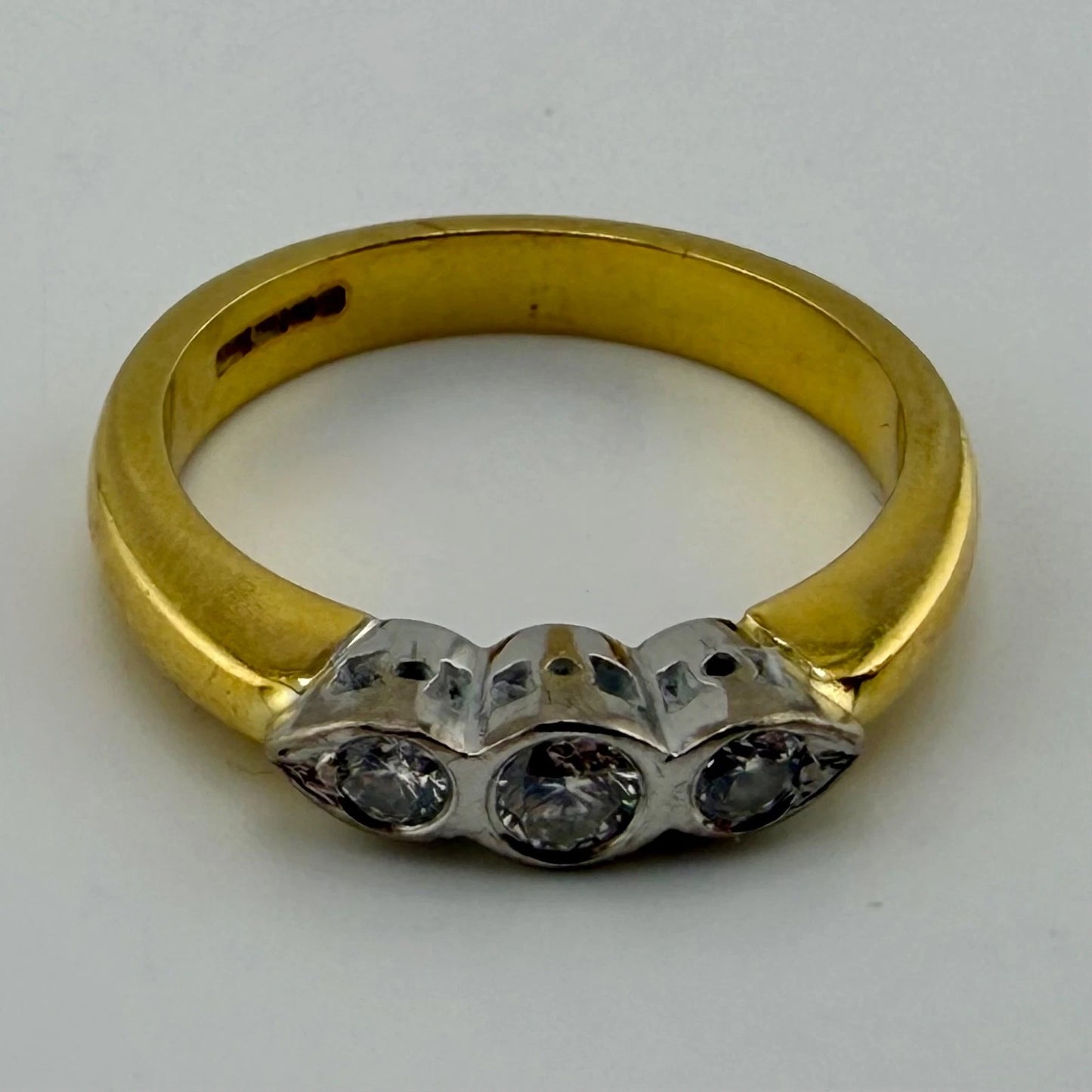 18ct Gold and Diamond Trilogy Ring, Size O, 5.3G Hallmarked