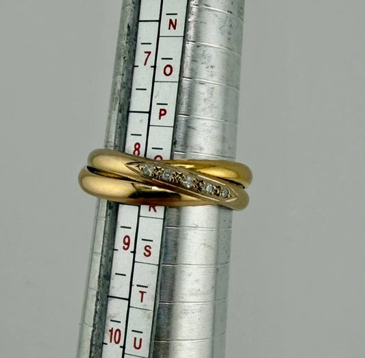 18ct Gold Diamond Trinity Ring, Size Q1/2 Hallmarked, 7.9g