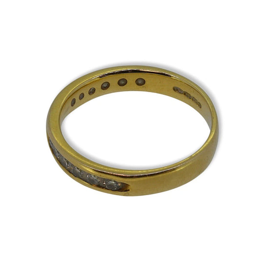 18ct Gold Diamond Set Band 0.2ct Approx, Size M1/2, Hallmarked 3.1g