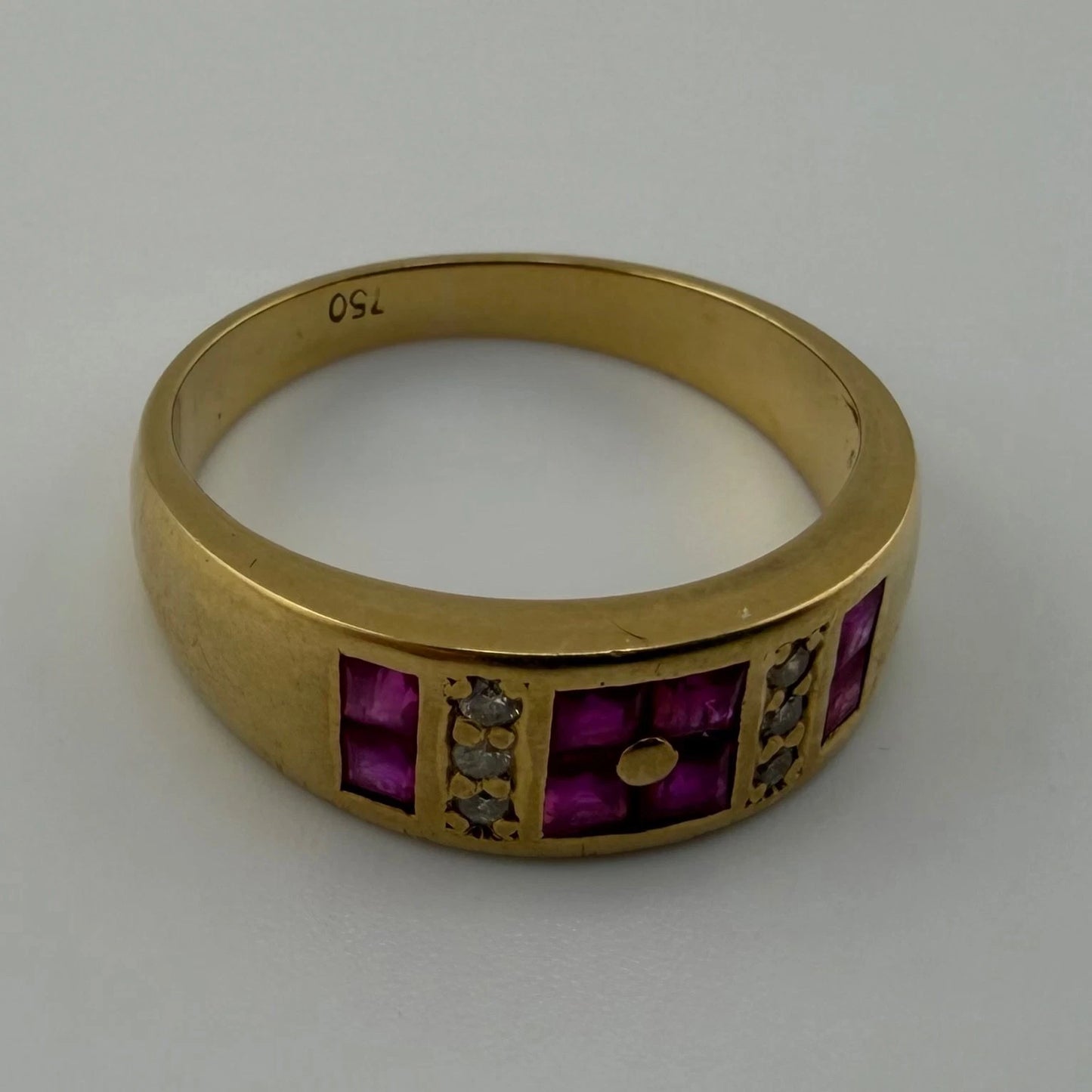 18ct Gold Ruby and Diamond Ring, Size Q, Stamped 750