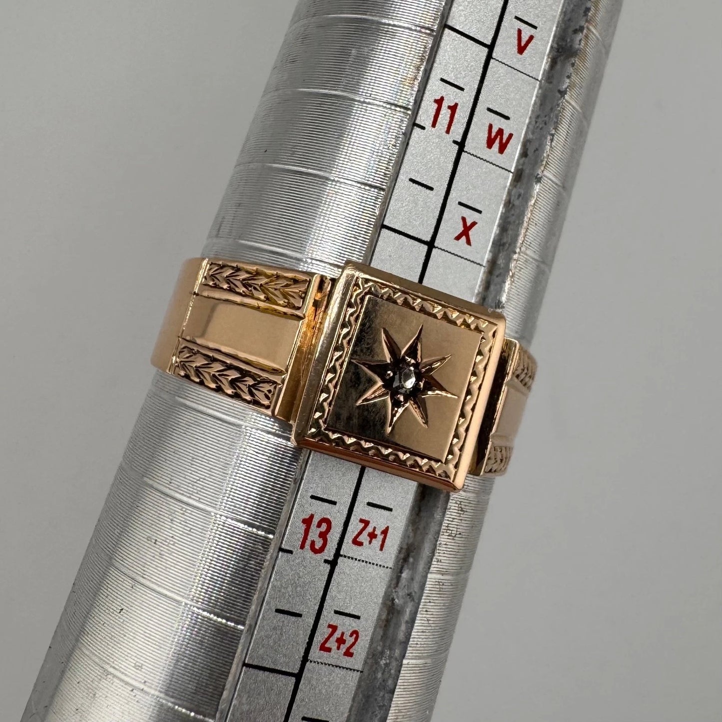 9ct Gold Diamond Set Signet Ring, Size Y1/2 Full UK Hallmarks 4.65g