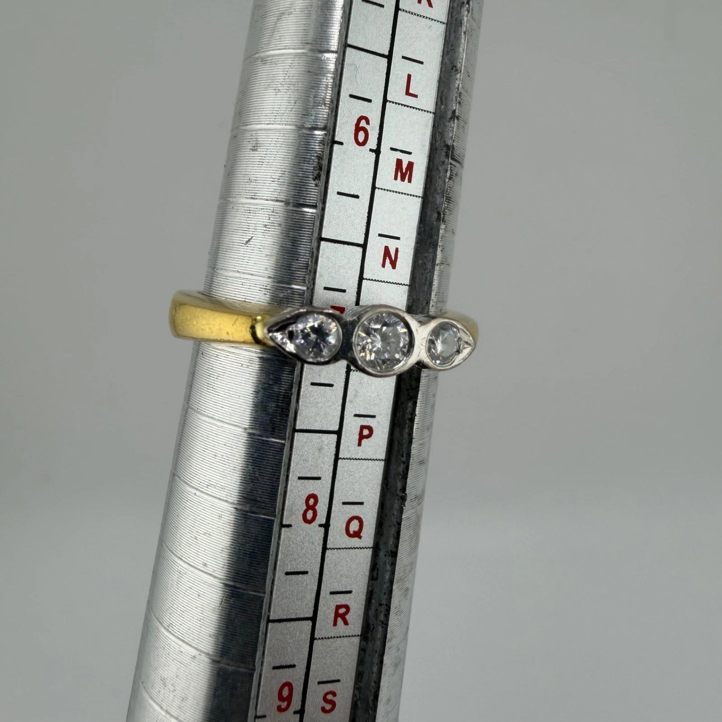 18ct Gold and Diamond Trilogy Ring, Size O, 5.3G Hallmarked