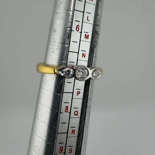 18ct Gold and Diamond Trilogy Ring, Size O, 5.3G Hallmarked