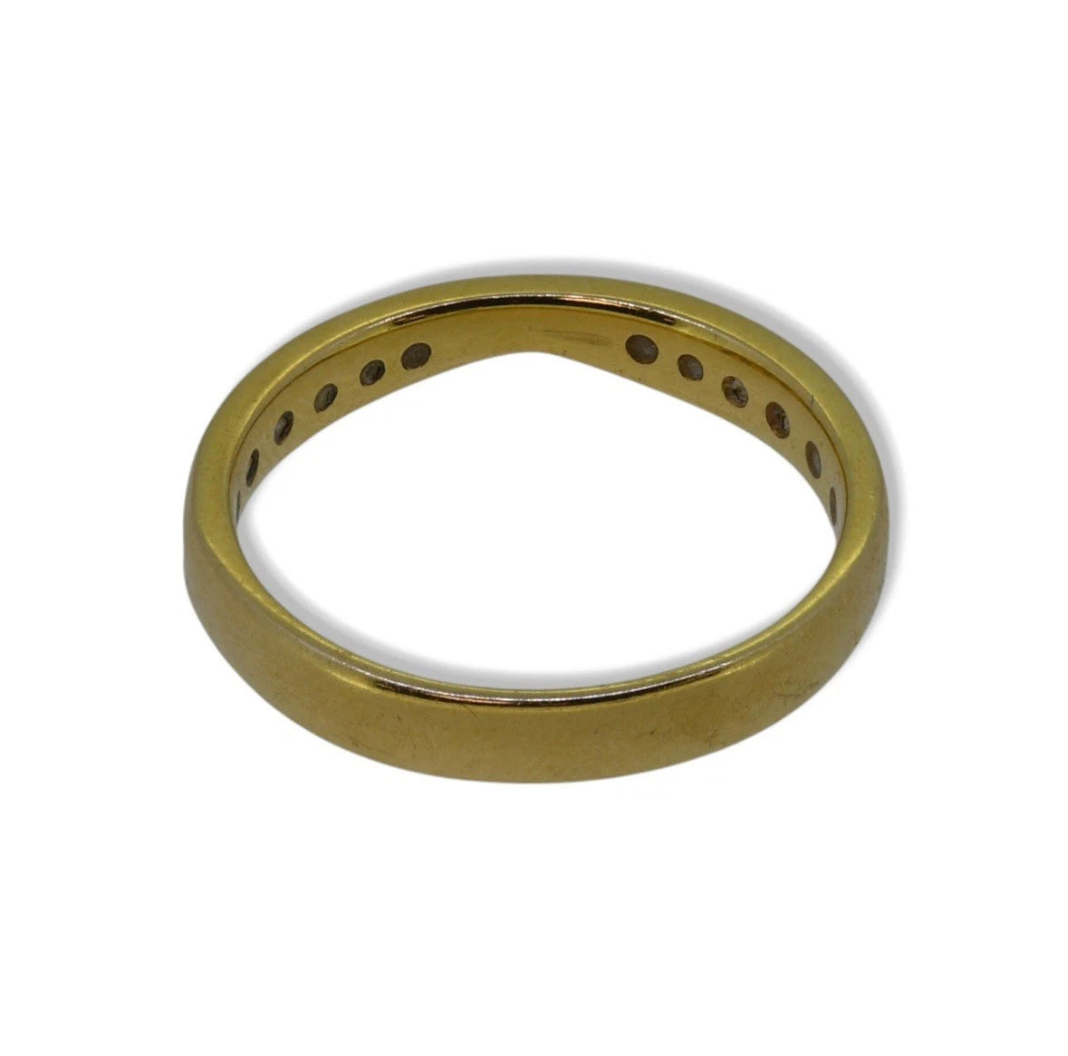 18ct Gold Diamond Set Band 0.2ct Approx, Size M1/2, Hallmarked 3.1g