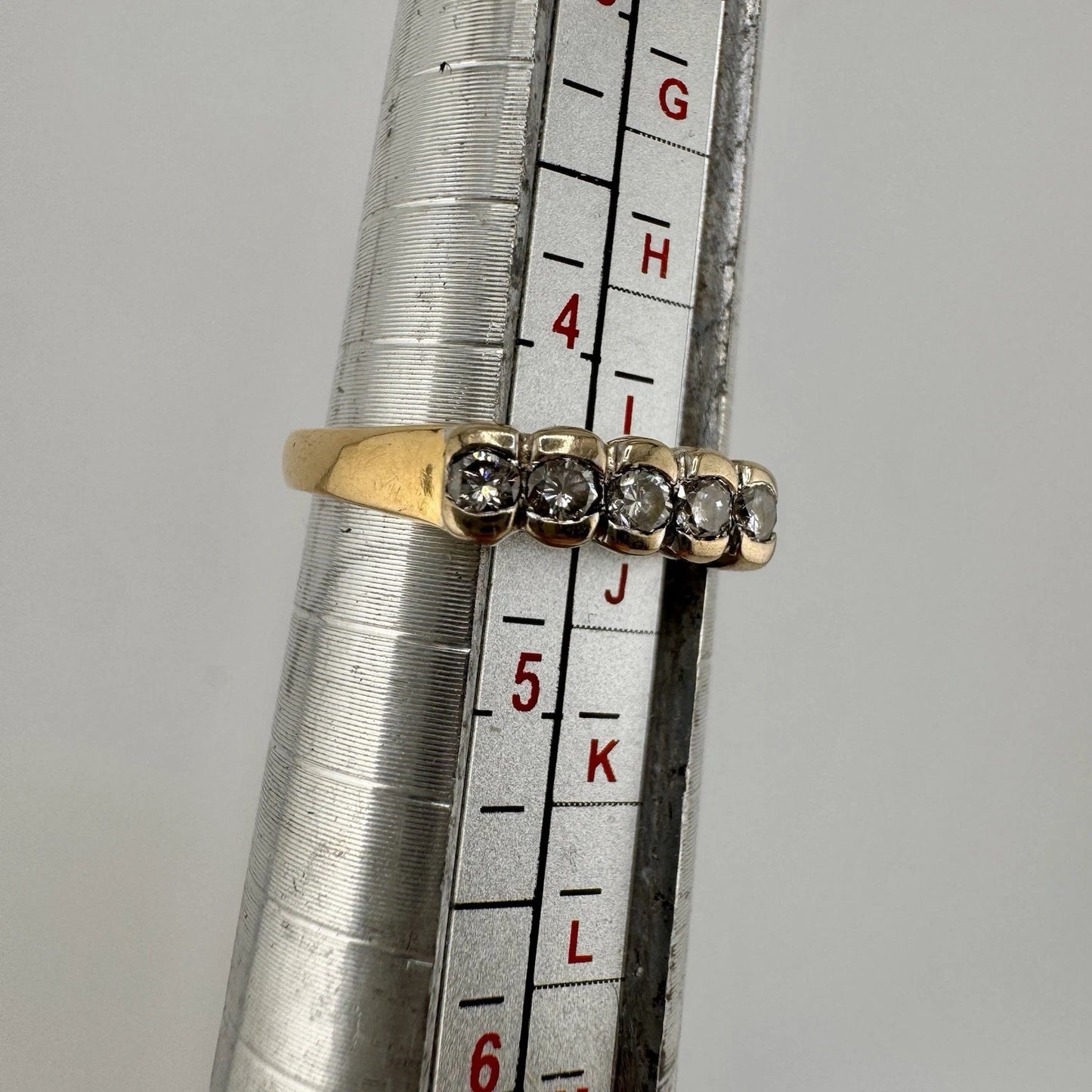 18ct Gold 5-Stone Natural Diamond Ring, Size I1/2 Hallmarked 2.1g