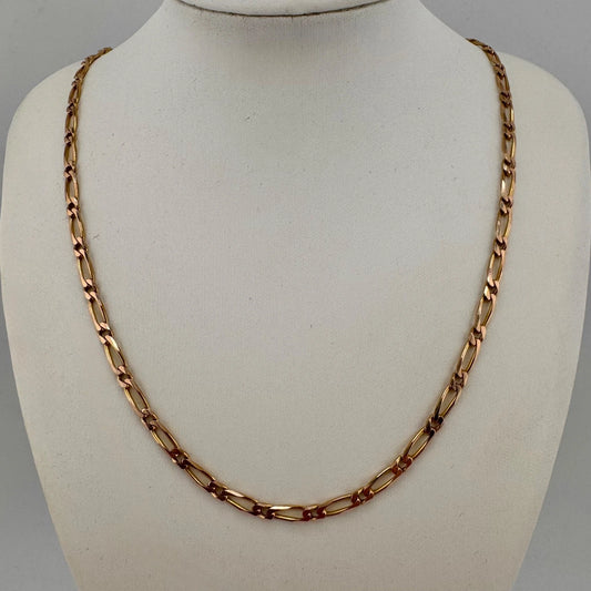 9ct Gold Figarro Chain, 17in L, 3mm W, 9.2g Stamped 375