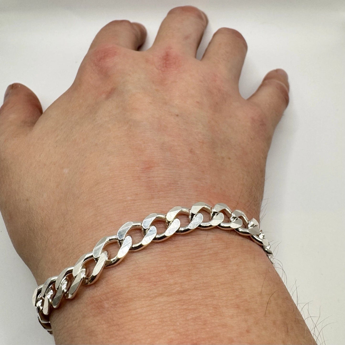Men's Solid Silver Curb Bracelet, 6mm Thick, 8in Length, 18g Hallmarked 925