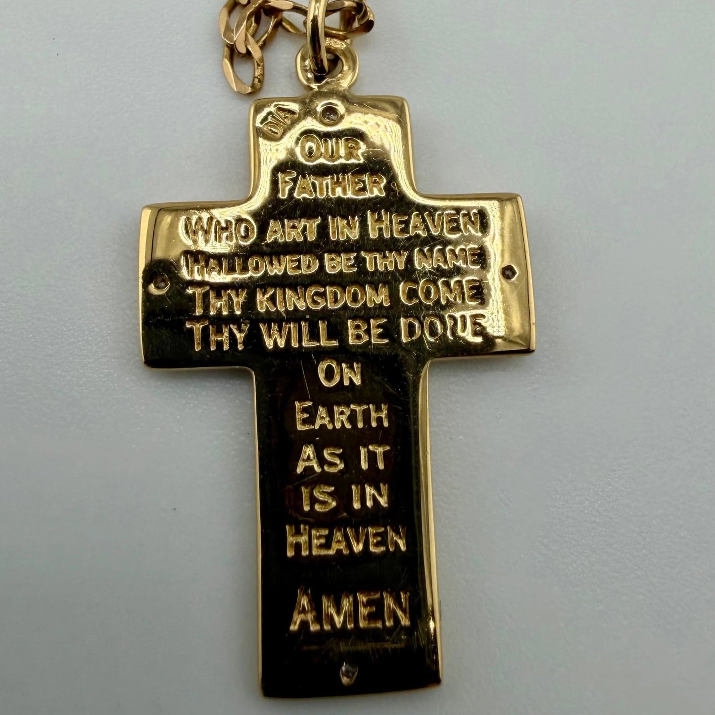 9ct Gold Cross Pendant on 2mm W 20 in Curb Chain, Hallmarked 4.5g