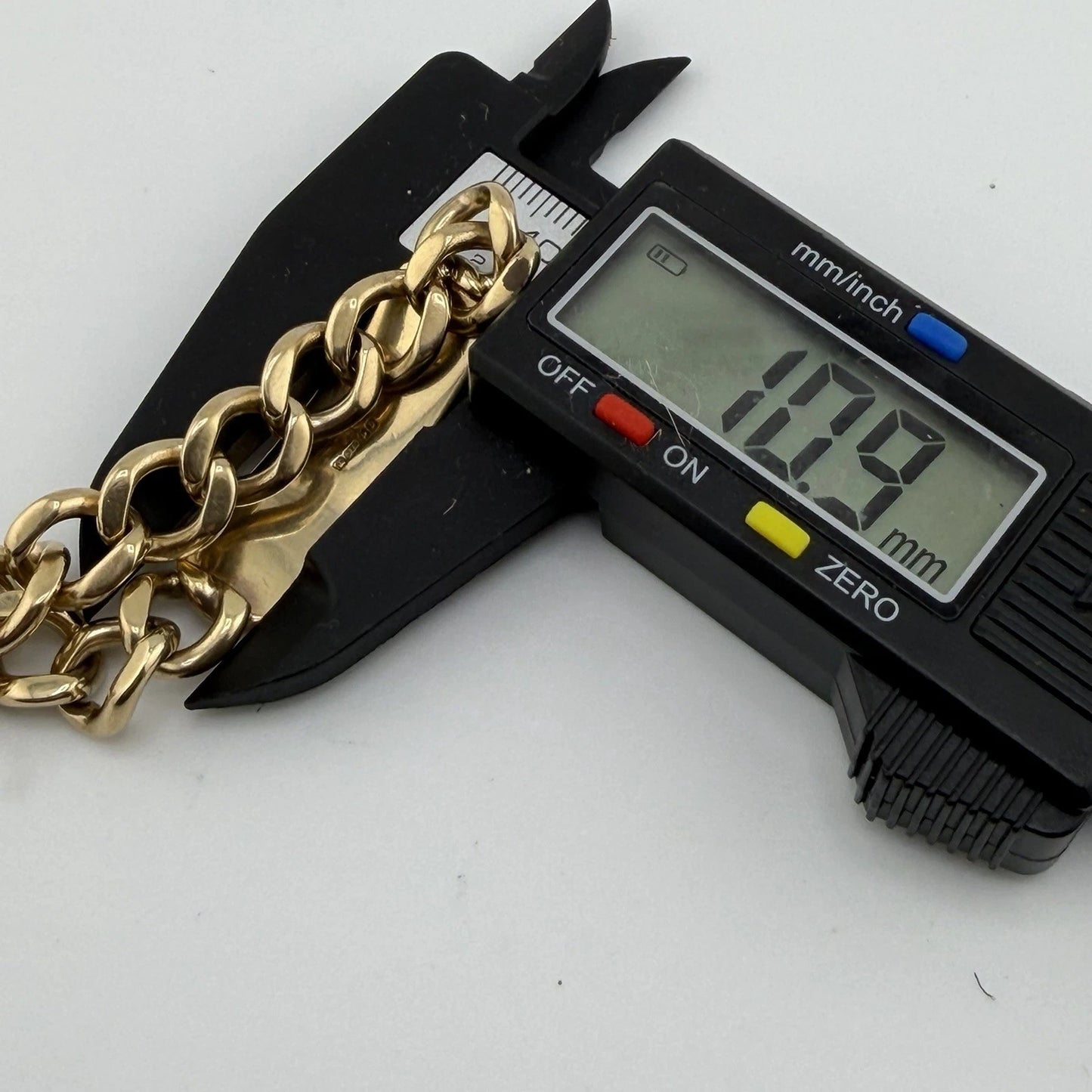 9ct Gold Curb ID Bracelet, 8.75in L, 11mm W, Hallmarked 34.4g
