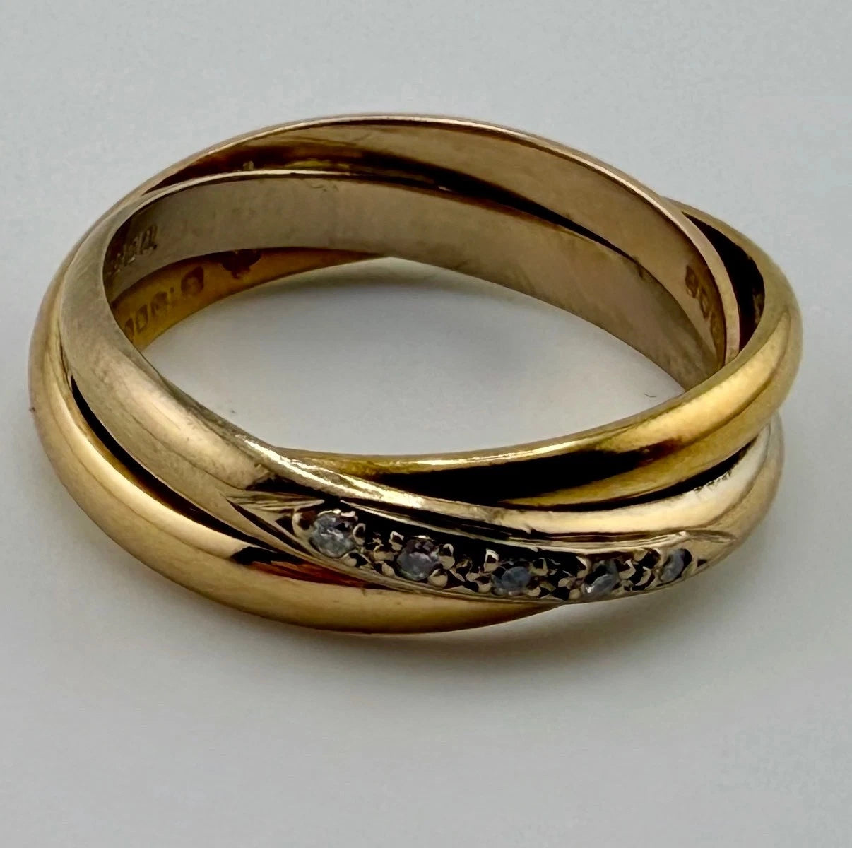 18ct Gold Diamond Trinity Ring, Size Q1/2 Hallmarked, 7.9g