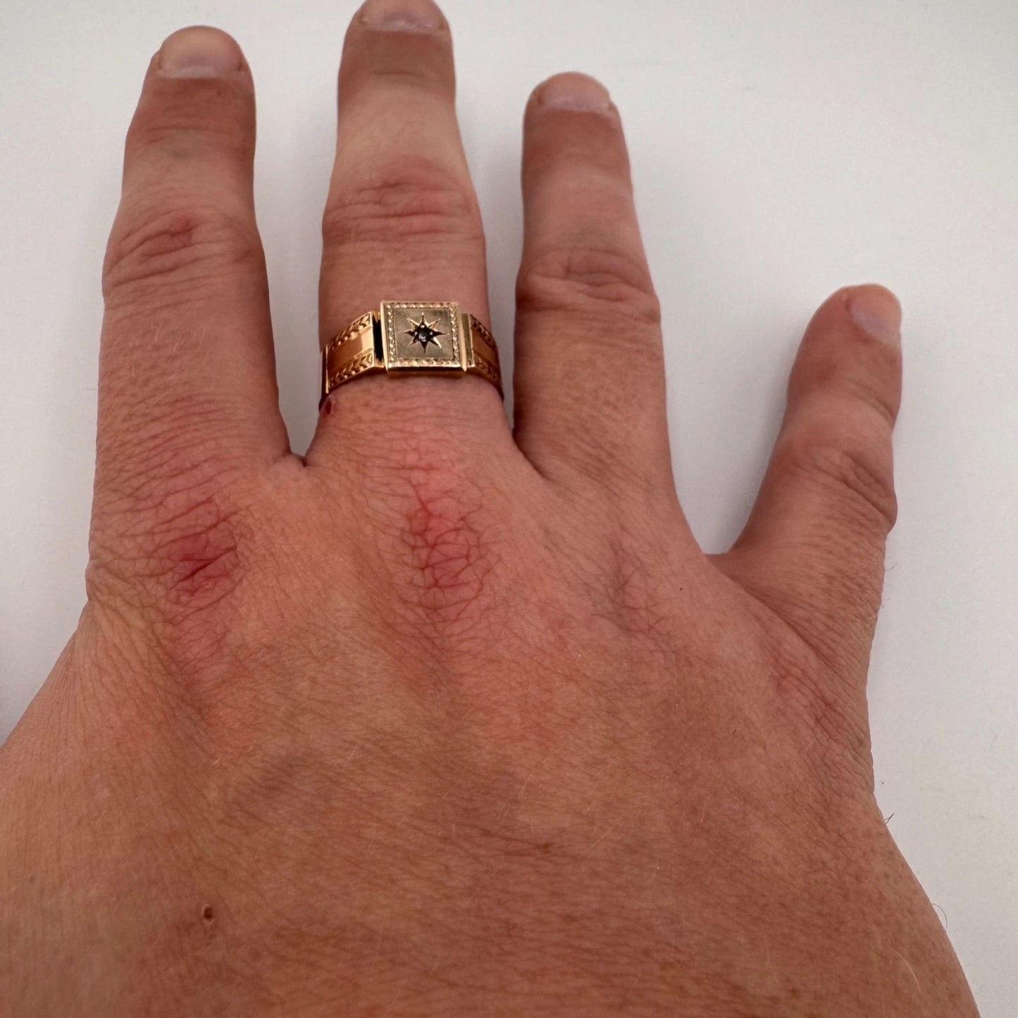 9ct Gold Diamond Set Signet Ring, Size Y1/2 Full UK Hallmarks 4.65g