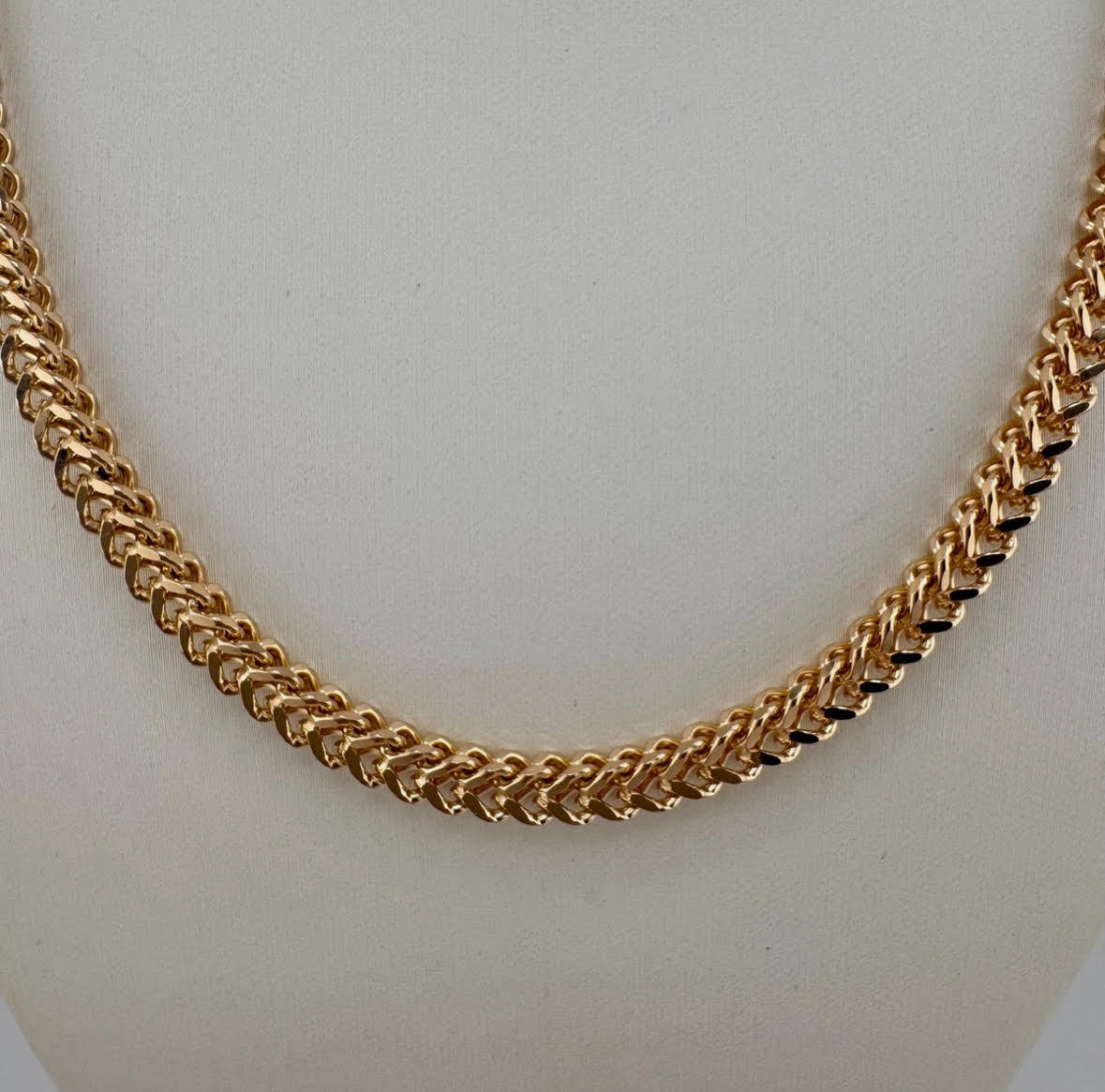 9ct Men's Franco Gold Chain 4.5mm Thick, Heavy, 24in and 40g 375 Hallmarked