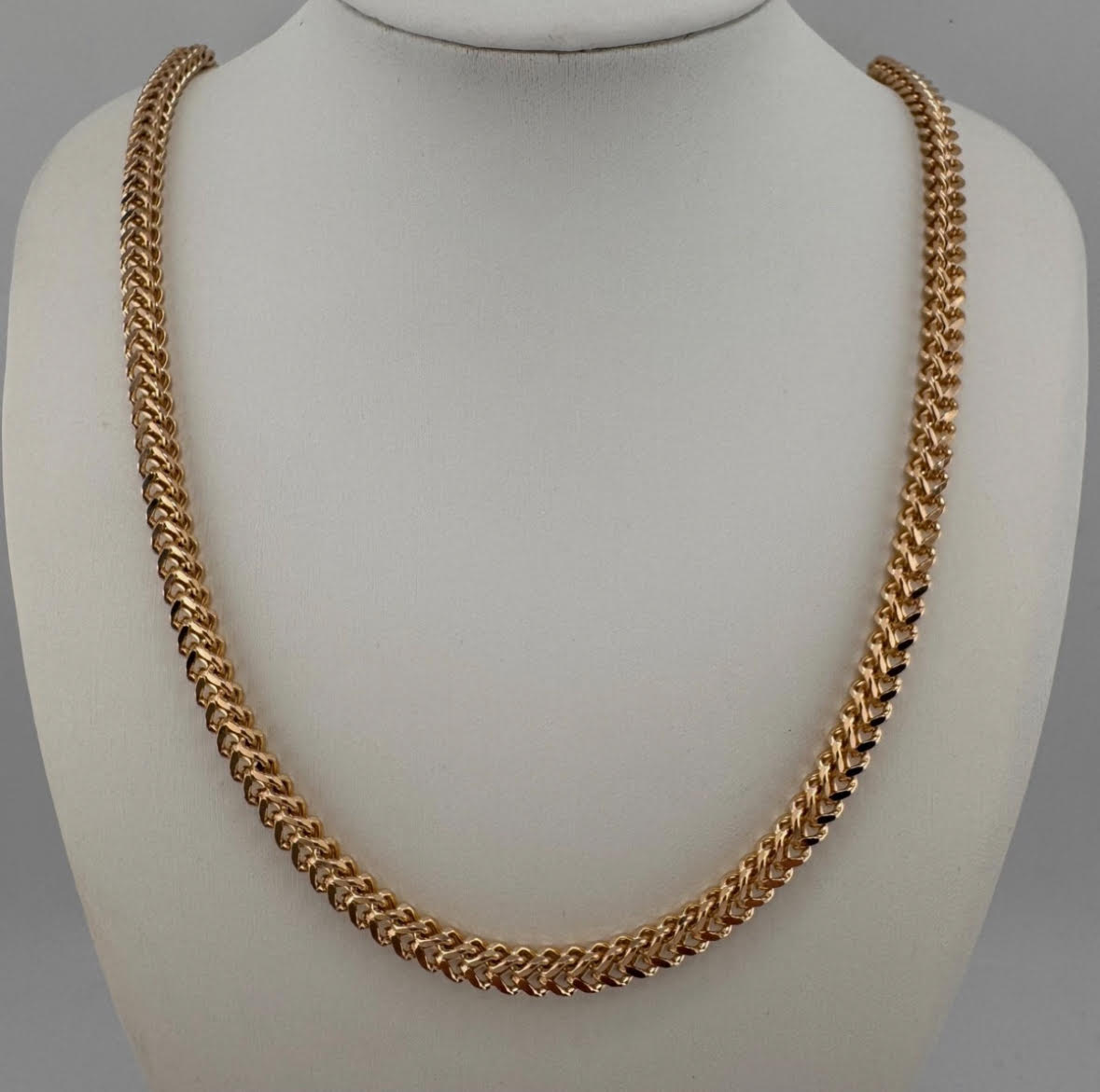 9ct Men's Franco Gold Chain 4.5mm Thick, Heavy, 24in and 40g 375 Hallmarked