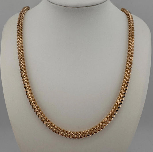 9ct Men's Franco Gold Chain 4.5mm Thick, Heavy, 24in and 40g 375 Hallmarked